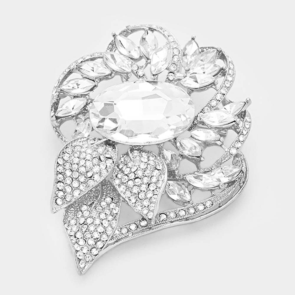 Glass Crystal Flower Stone Brooch / Pendant - Madeline Love - Flyclothing LLC