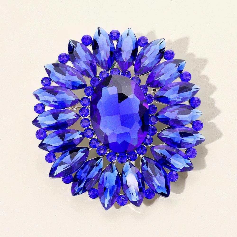 Marquise Crystal Statement Flower Pin Brooch - Madeline Love - Flyclothing LLC