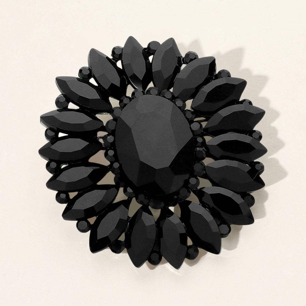 Marquise Crystal Statement Flower Pin Brooch - Madeline Love - Flyclothing LLC