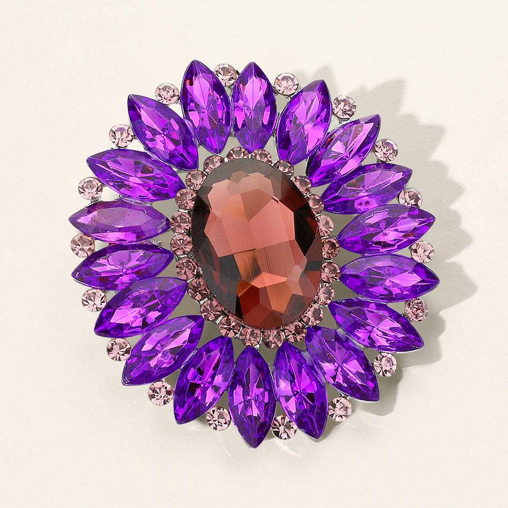 Marquise Crystal Statement Flower Pin Brooch - Madeline Love - Flyclothing LLC