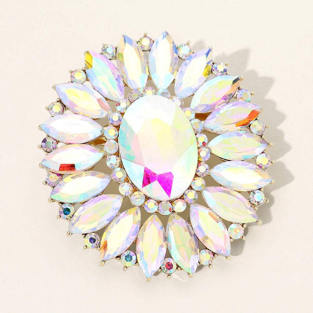 Marquise Crystal Statement Flower Pin Brooch - Madeline Love - Flyclothing LLC