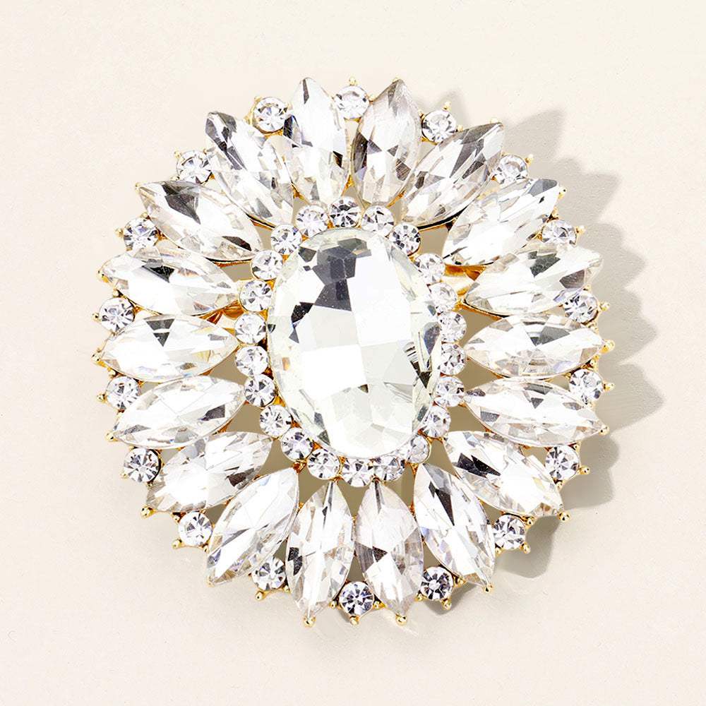Marquise Crystal Statement Flower Pin Brooch - Madeline Love - Flyclothing LLC