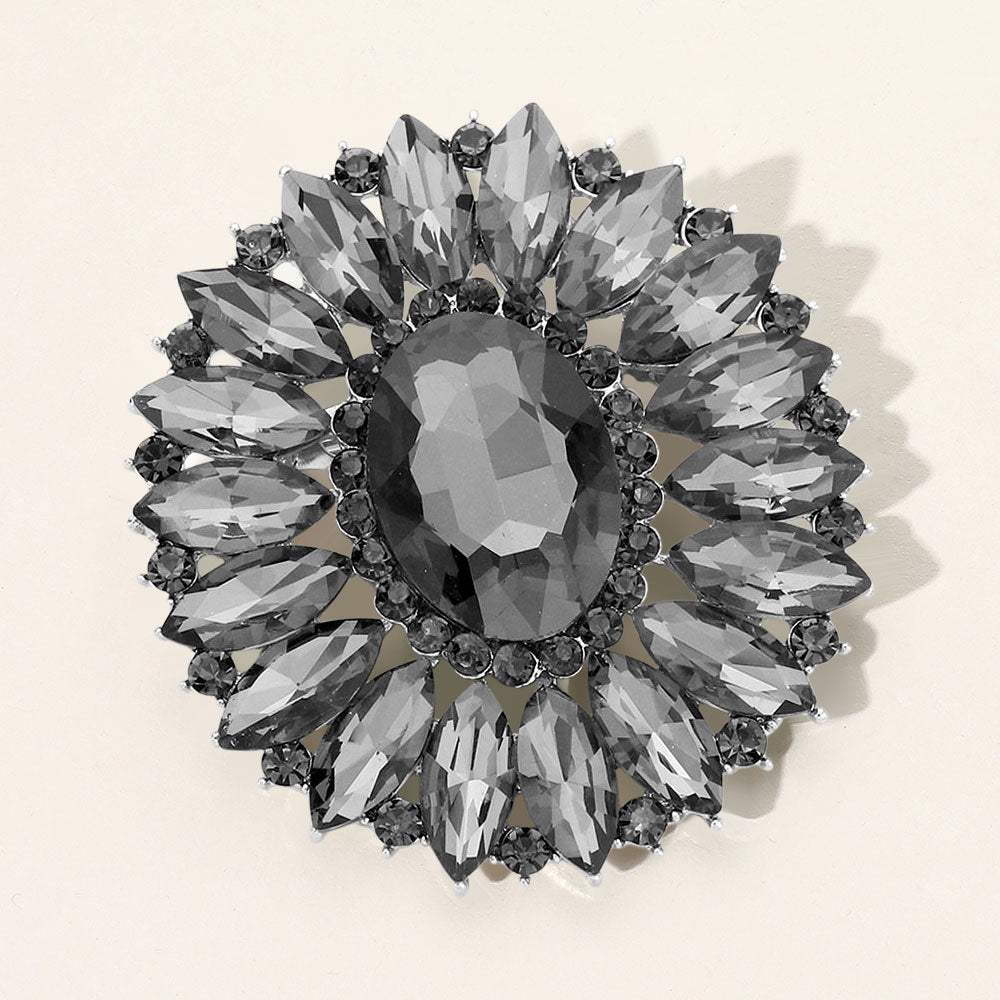 Marquise Crystal Statement Flower Pin Brooch - Madeline Love - Flyclothing LLC