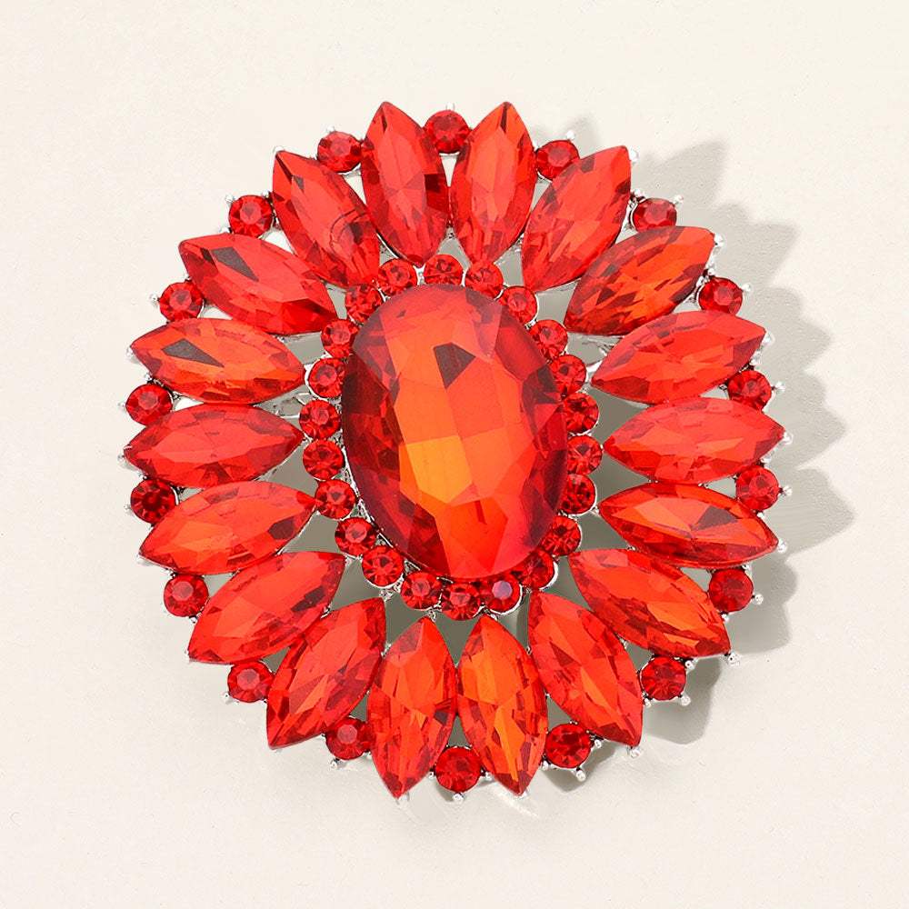 Marquise Crystal Statement Flower Pin Brooch - Madeline Love - Flyclothing LLC