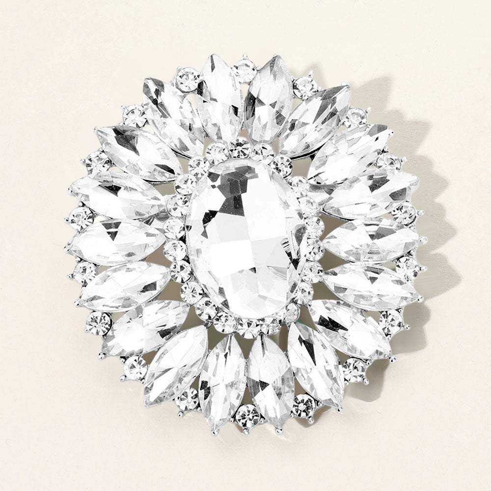 Marquise Crystal Statement Flower Pin Brooch - Madeline Love - Flyclothing LLC