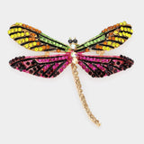 Stone Embellished Metal Dragonfly Pin Brooch - Madeline Love - Flyclothing LLC