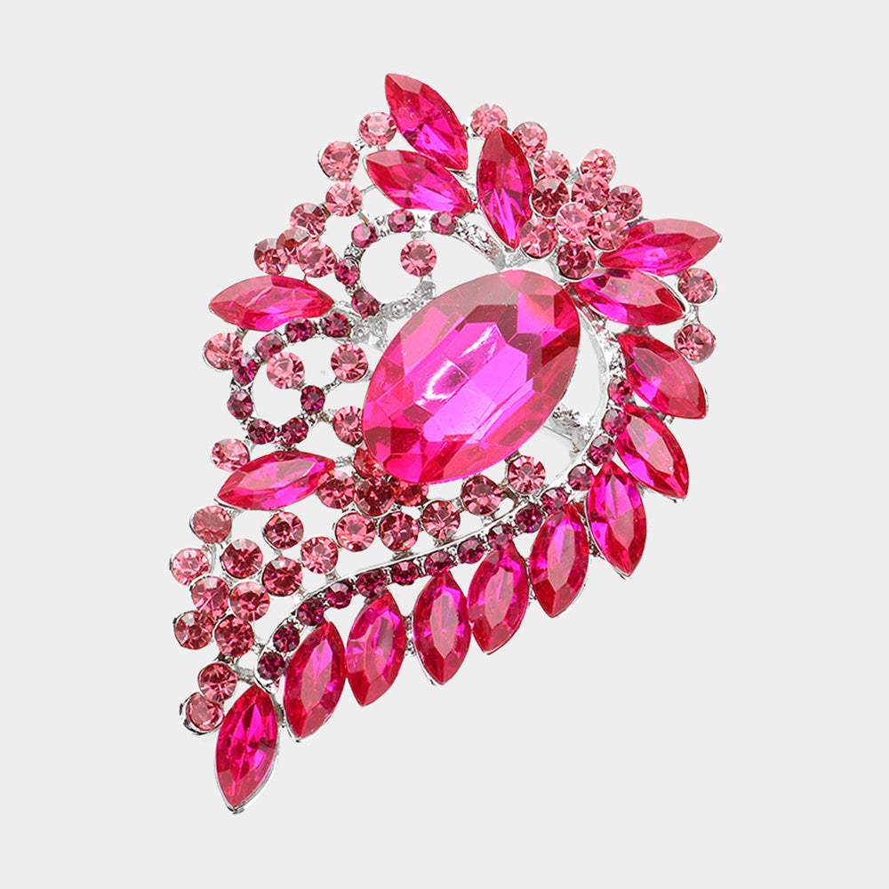 Oval Stone Accented Bouquet Pin Brooch Pendant - Madeline Love - Flyclothing LLC