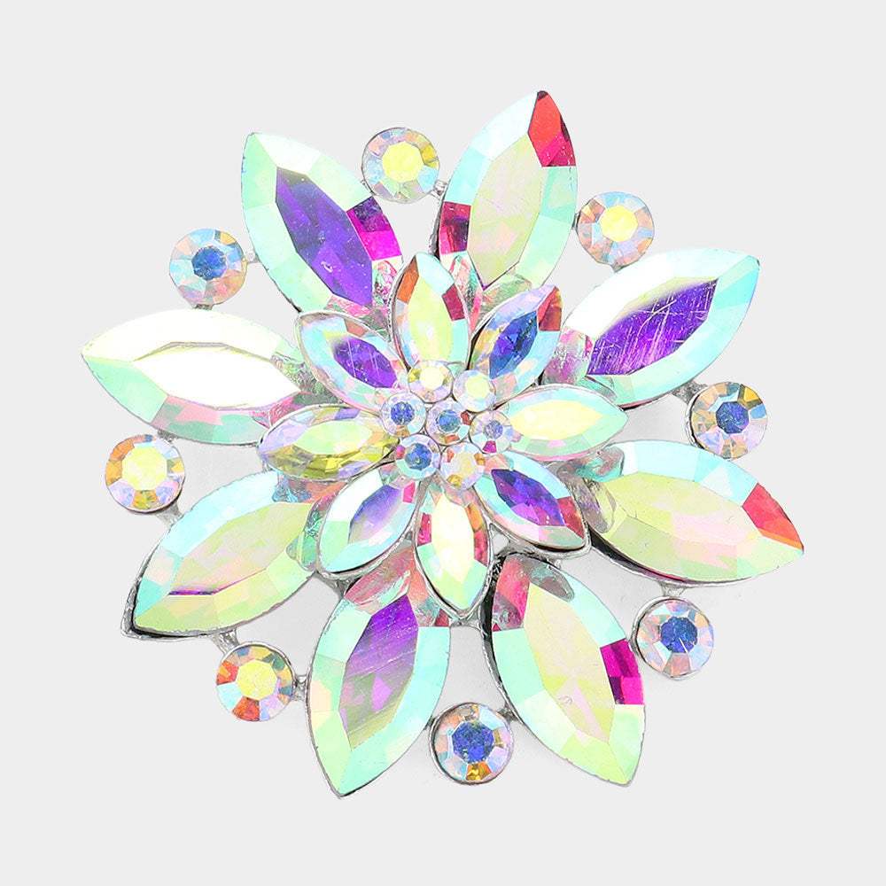 Marquise Stone Accented Flower Pin Brooch - Madeline Love - Flyclothing LLC
