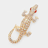 Crystal Rhinestone Pave Crocodile/Alligator Pin Brooch - Madeline Love - Flyclothing LLC