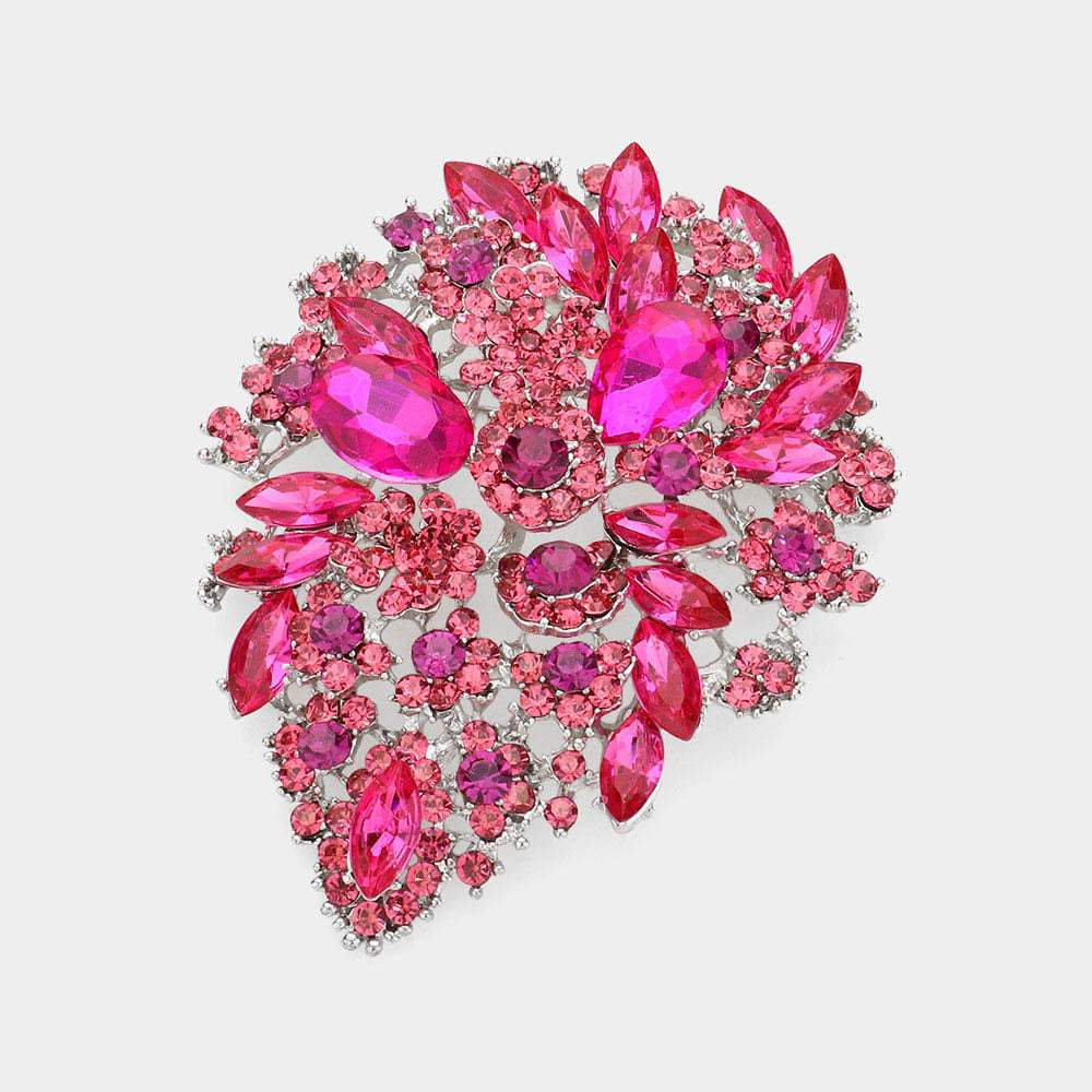 Marquise Stone Accented Flower Pin Brooch - Madeline Love - Flyclothing LLC