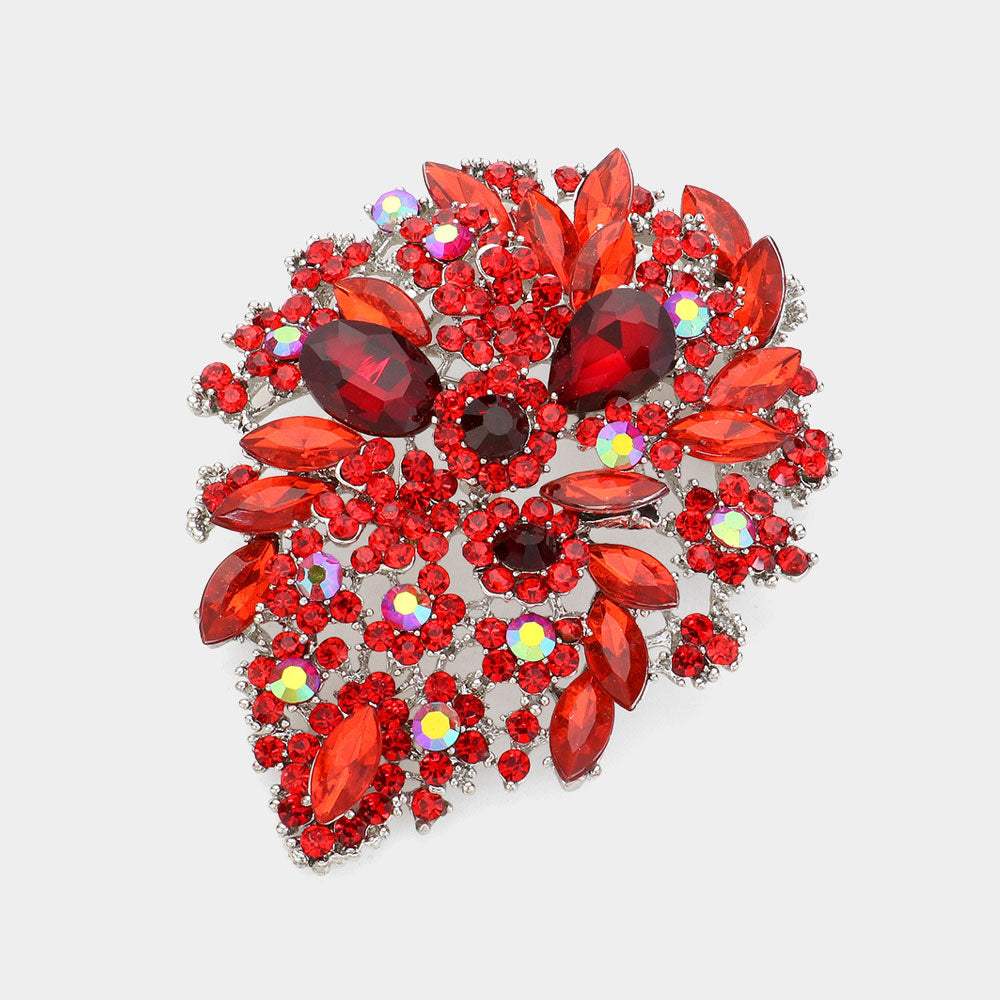 Marquise Stone Accented Flower Pin Brooch - Madeline Love - Flyclothing LLC