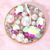 Pearl Stone Cluster Embellished Chunky Round Pin Brooch - Madeline Love - Flyclothing LLC