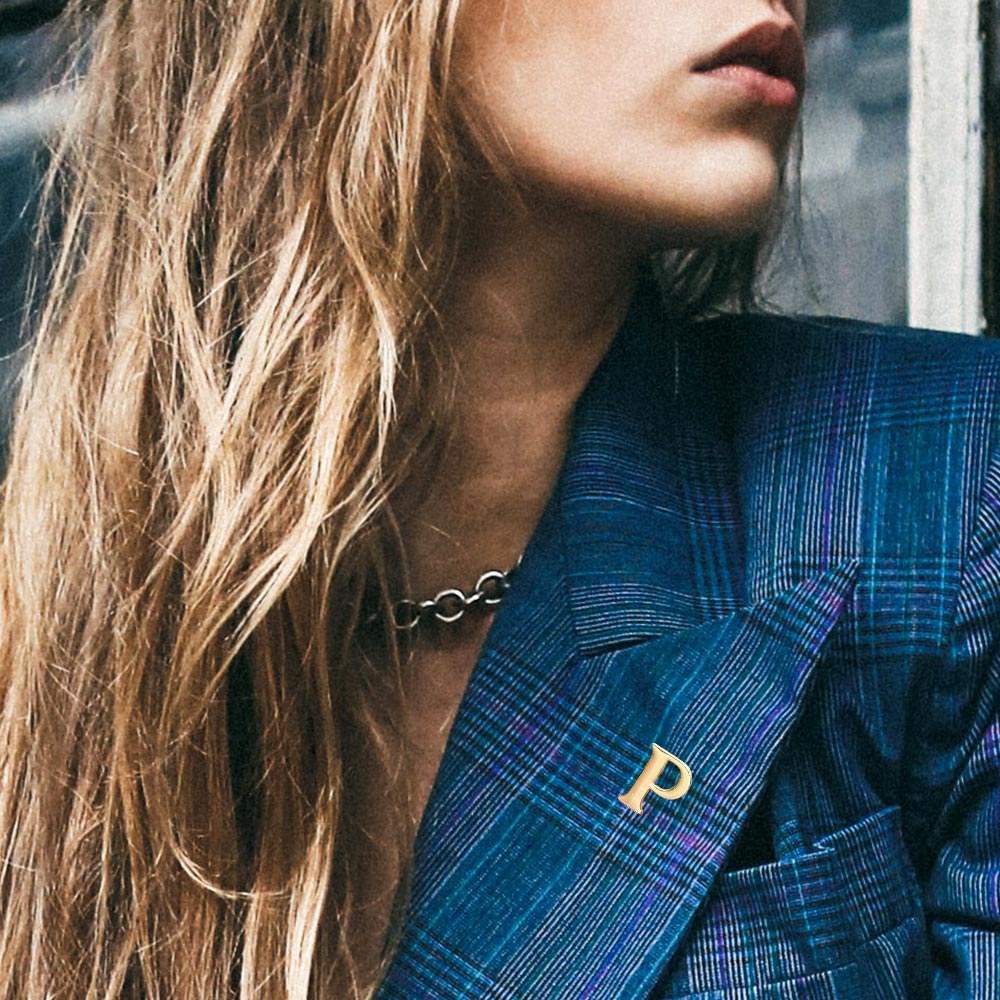 -P- Metal Initial Monogram Lapel Mini Pin Brooch - Madeline Love - Flyclothing LLC