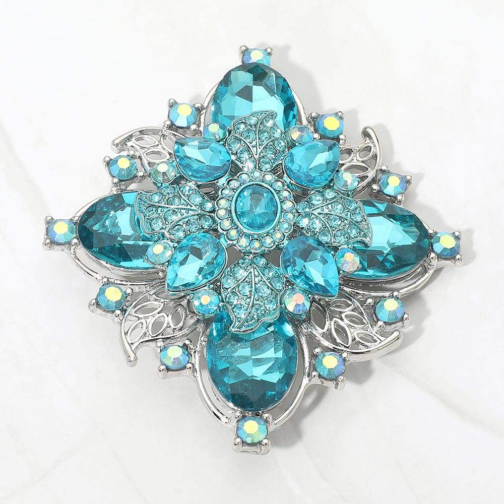 Bold Vintage Floral Rhinestone Pin Brooch - Madeline Love - Flyclothing LLC