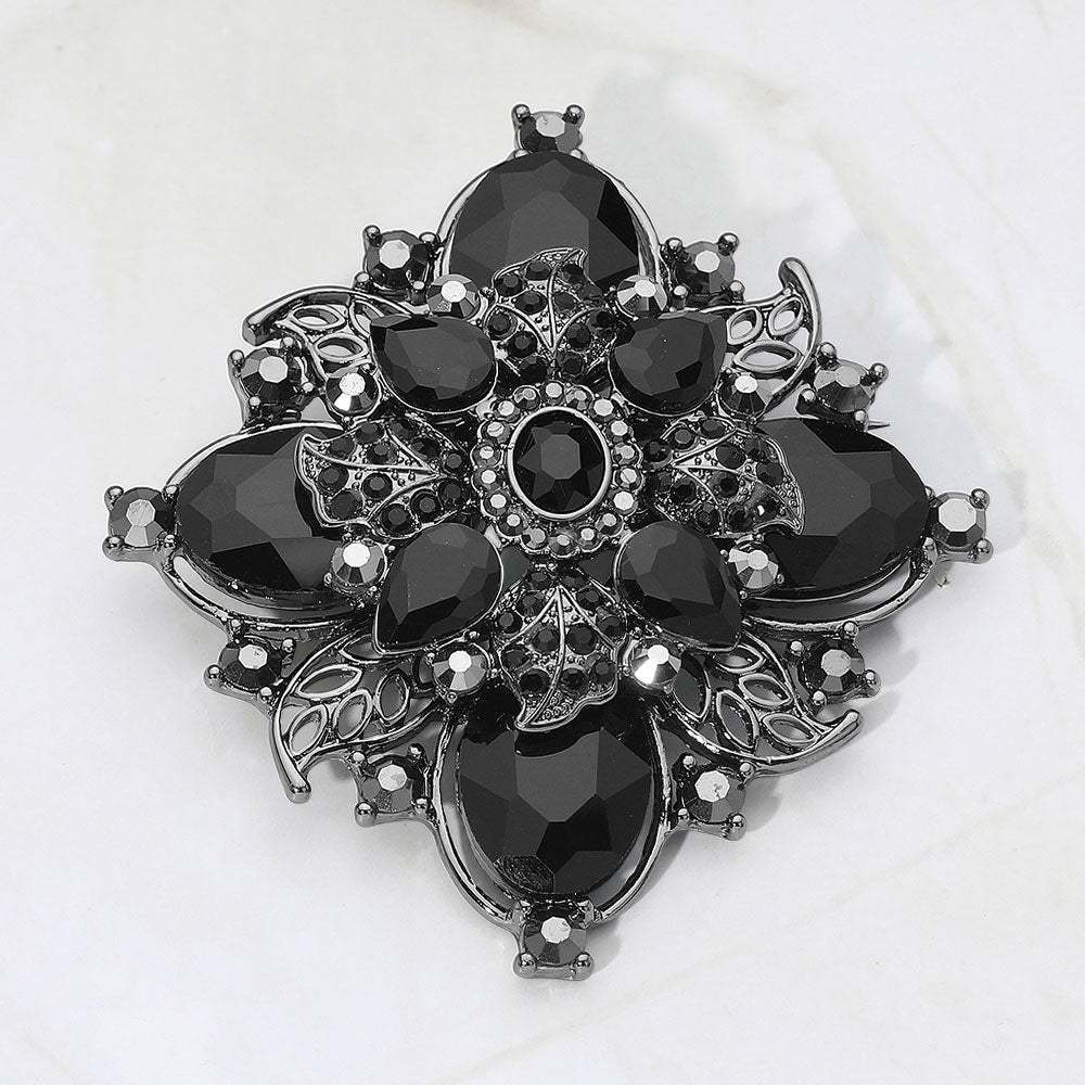 Bold Vintage Floral Rhinestone Pin Brooch - Madeline Love - Flyclothing LLC