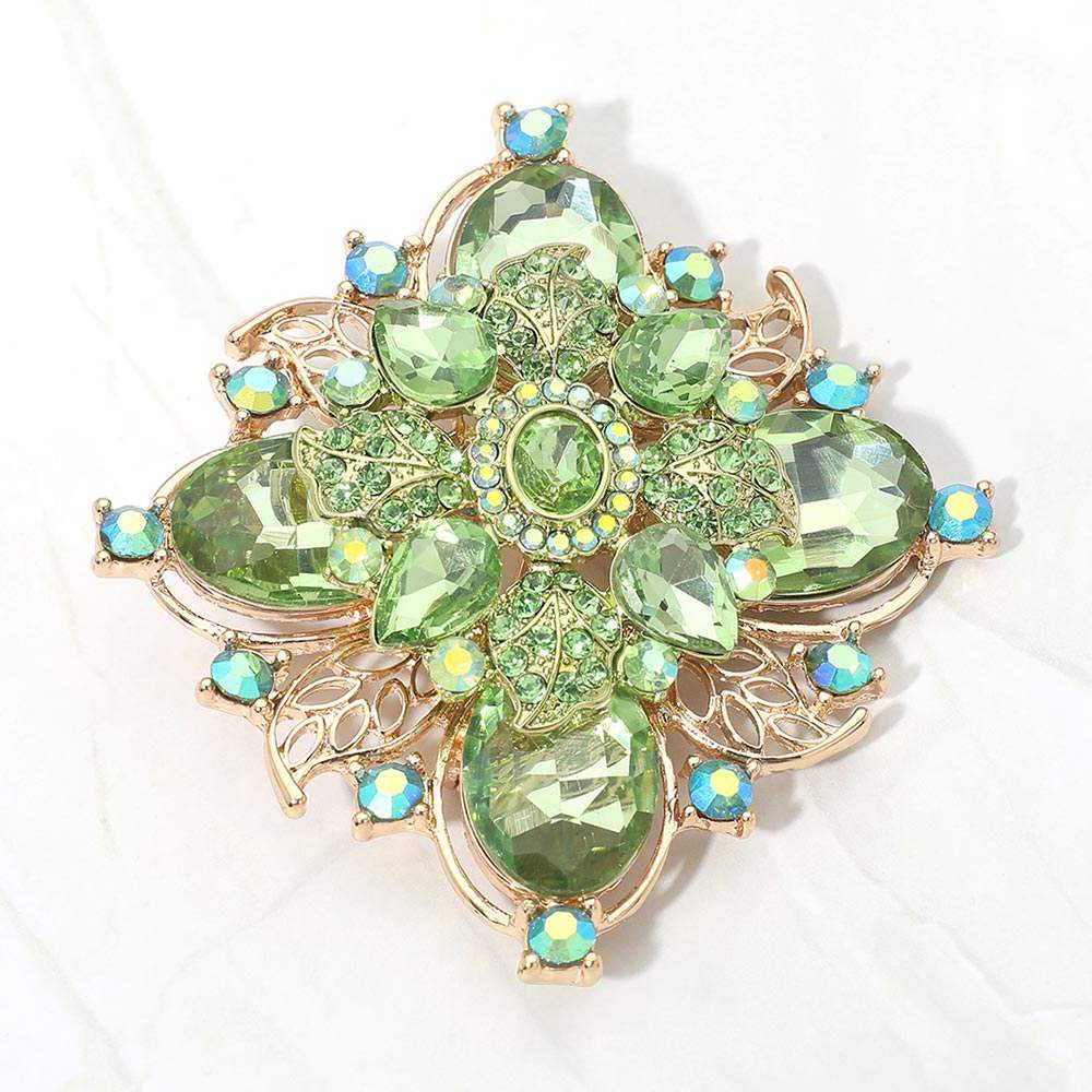 Bold Vintage Floral Rhinestone Pin Brooch - Madeline Love - Flyclothing LLC