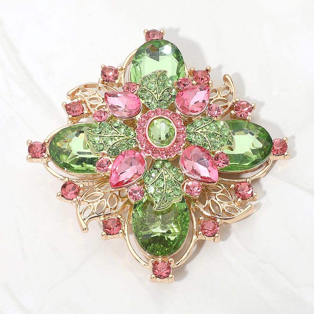 Bold Vintage Floral Rhinestone Pin Brooch - Madeline Love - Flyclothing LLC
