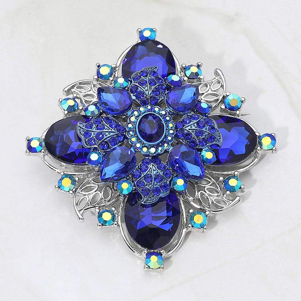 Bold Vintage Floral Rhinestone Pin Brooch - Madeline Love - Flyclothing LLC