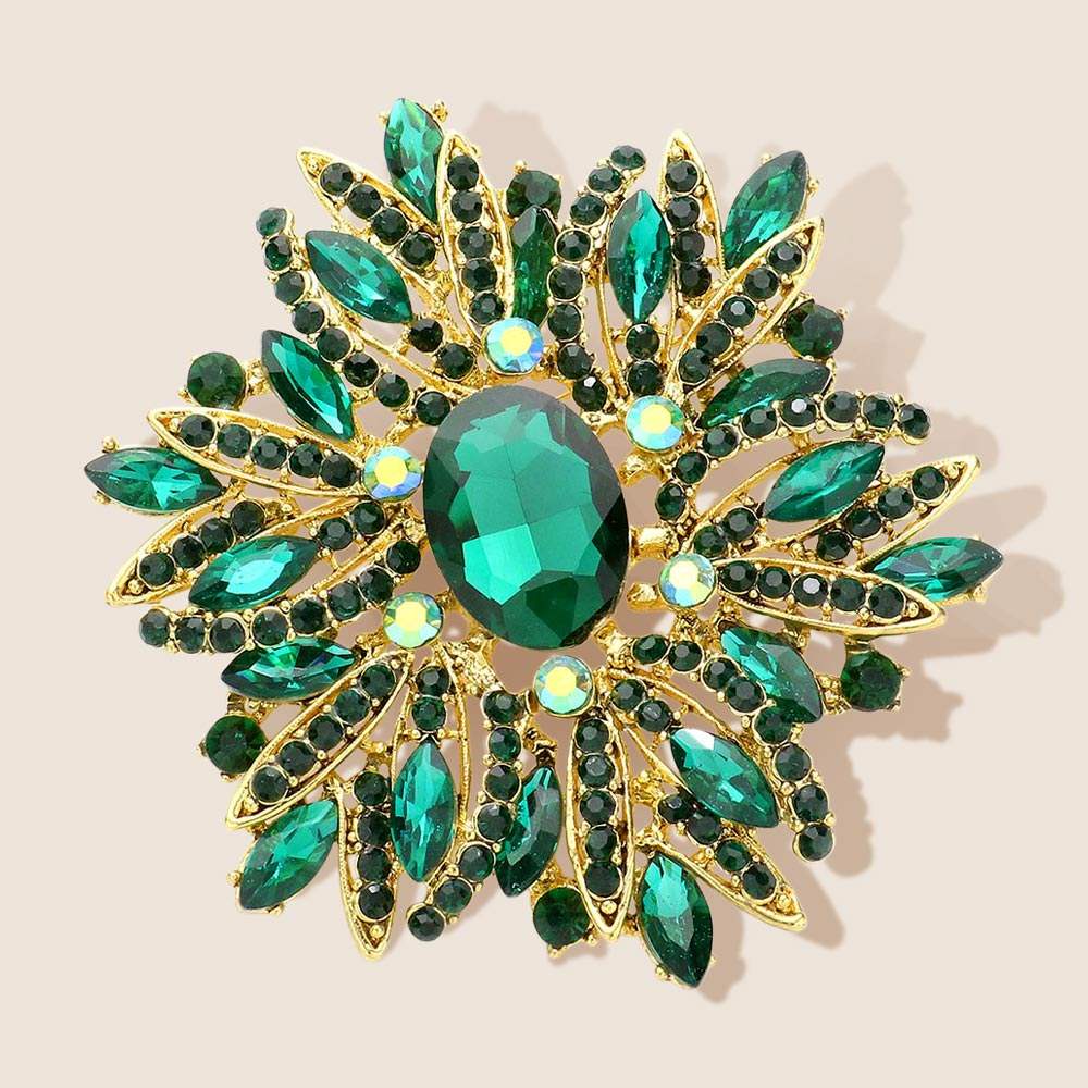 Glass Crystal Flower Brooch Pendant - Madeline Love - Flyclothing LLC