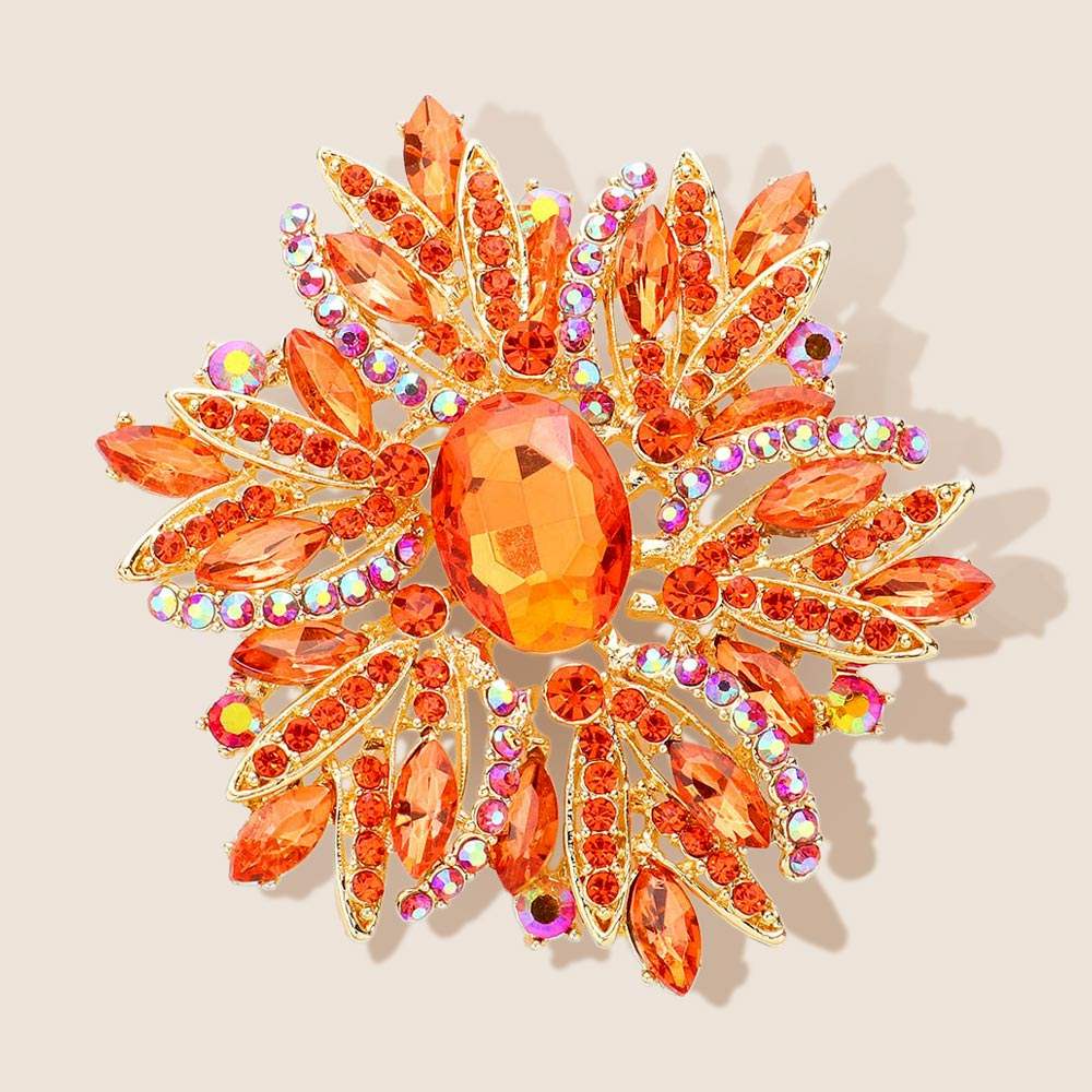 Glass Crystal Flower Brooch Pendant - Madeline Love - Flyclothing LLC