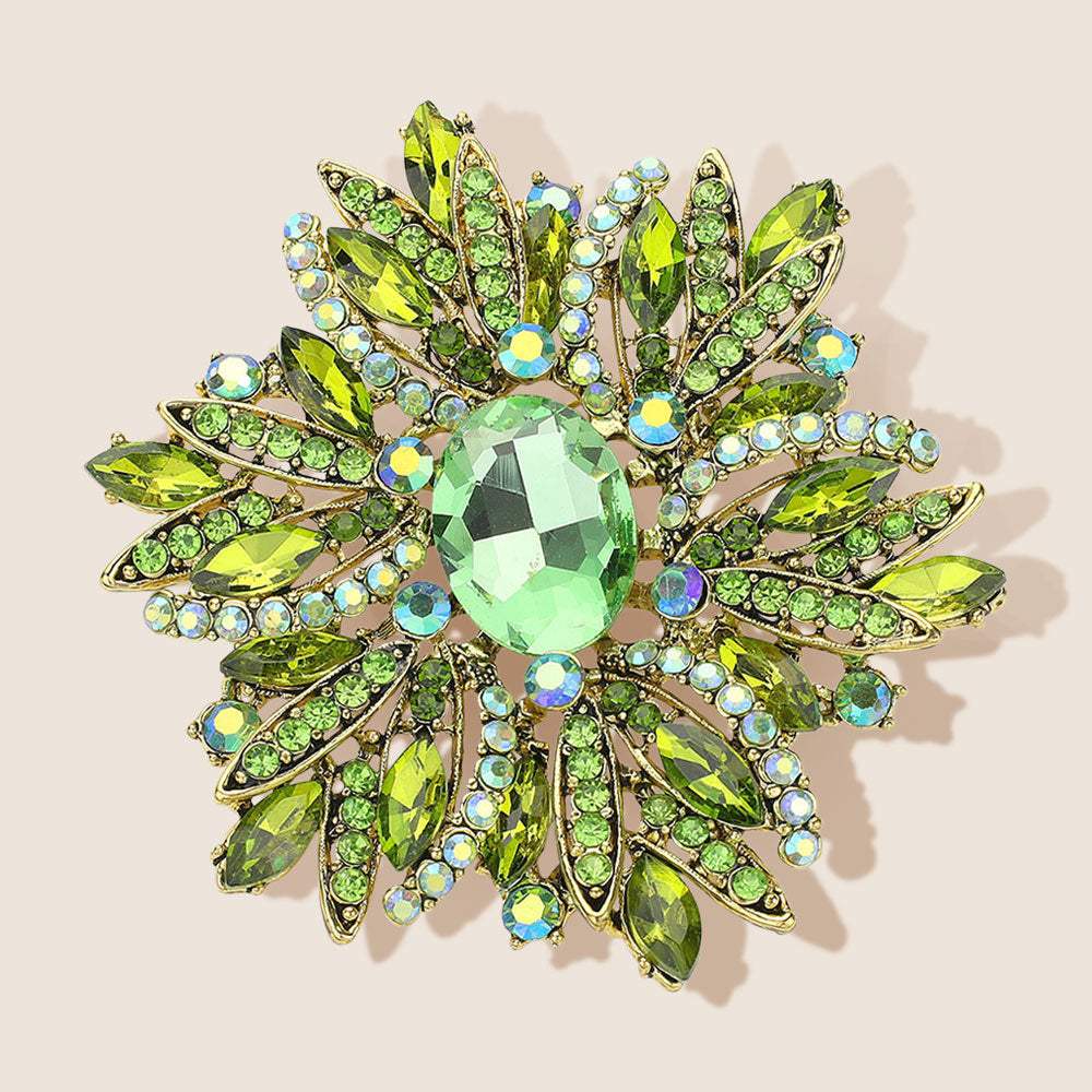 Glass Crystal Flower Brooch Pendant - Madeline Love - Flyclothing LLC