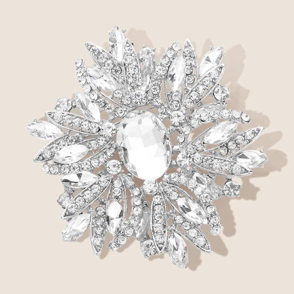 Glass Crystal Flower Brooch Pendant - Madeline Love - Flyclothing LLC