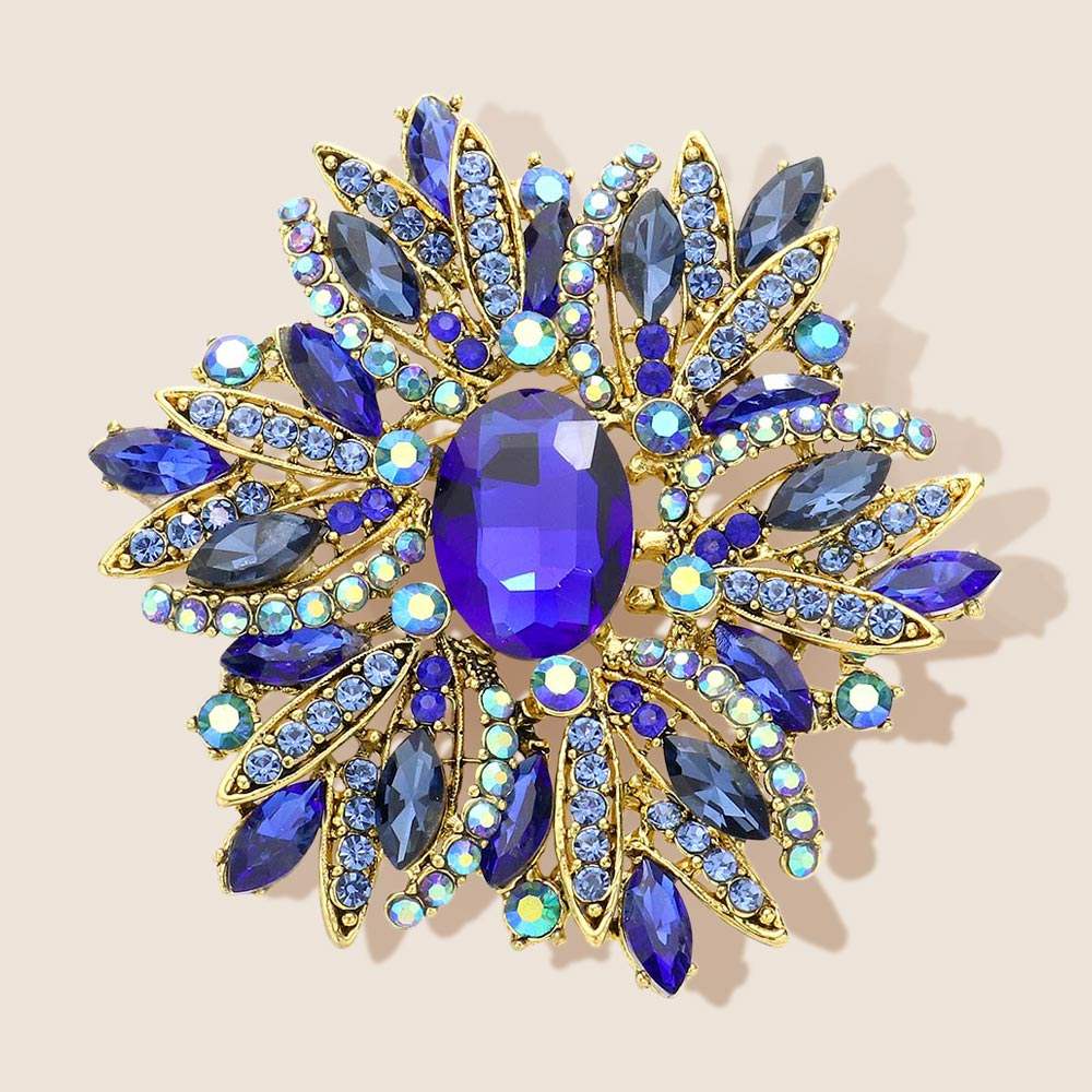 Glass Crystal Flower Brooch Pendant - Madeline Love - Flyclothing LLC