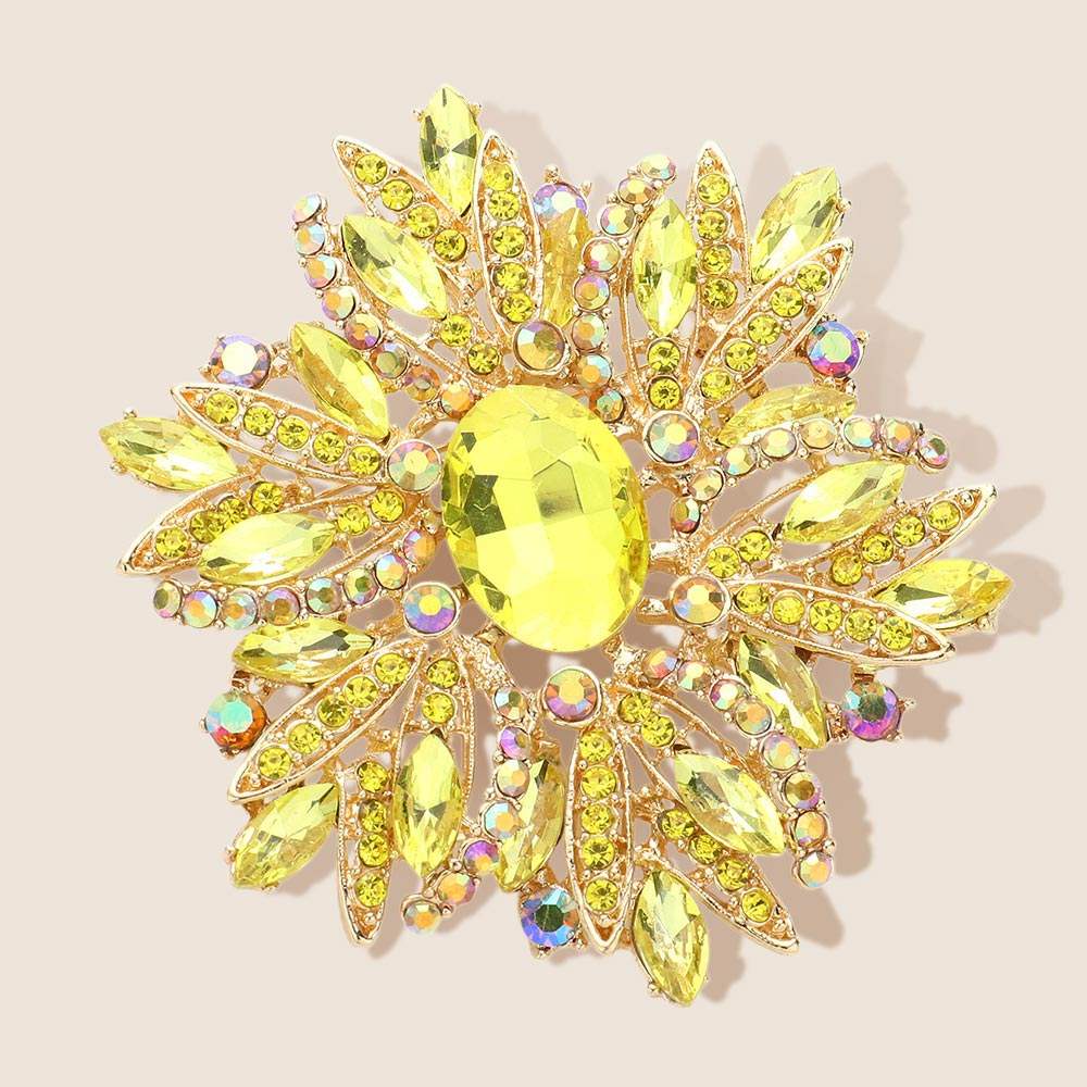 Glass Crystal Flower Brooch Pendant - Madeline Love - Flyclothing LLC