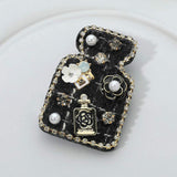 Pearl Flower Embellished Tweed Perfume Bottle Pin Brooch Hair Clip - Madeline Love - Flyclothing LLC