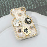 Pearl Flower Embellished Tweed Perfume Bottle Pin Brooch Hair Clip - Madeline Love - Flyclothing LLC