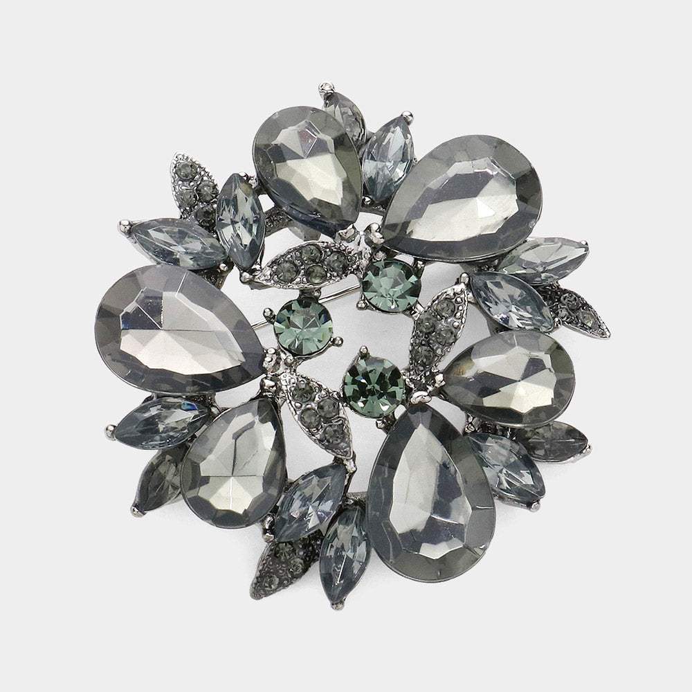 Glass Crystal Teardrop Wreath Pin Brooch - Madeline Love - Flyclothing LLC