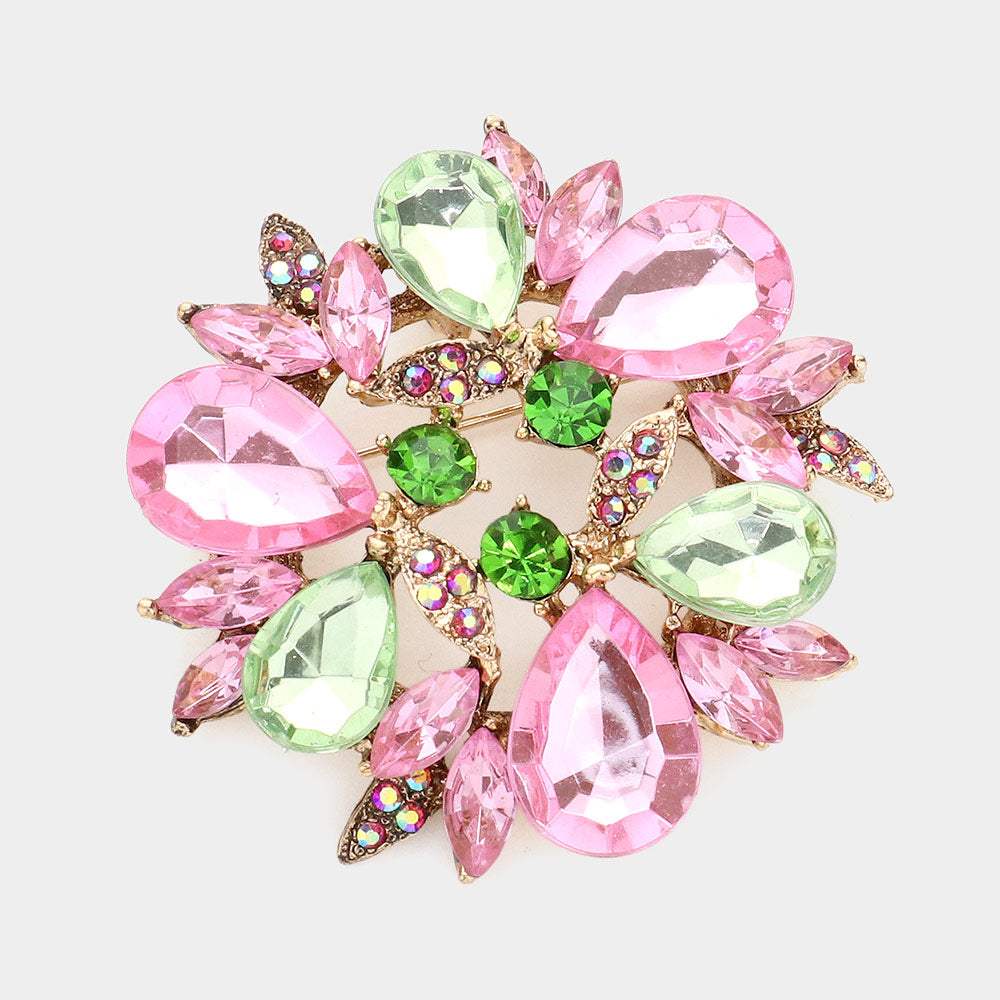 Glass Crystal Teardrop Wreath Pin Brooch - Madeline Love - Flyclothing LLC
