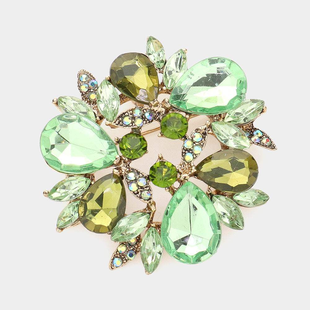 Glass Crystal Teardrop Wreath Pin Brooch - Madeline Love - Flyclothing LLC