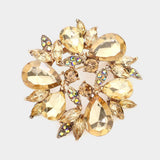 Glass Crystal Teardrop Wreath Pin Brooch - Madeline Love - Flyclothing LLC