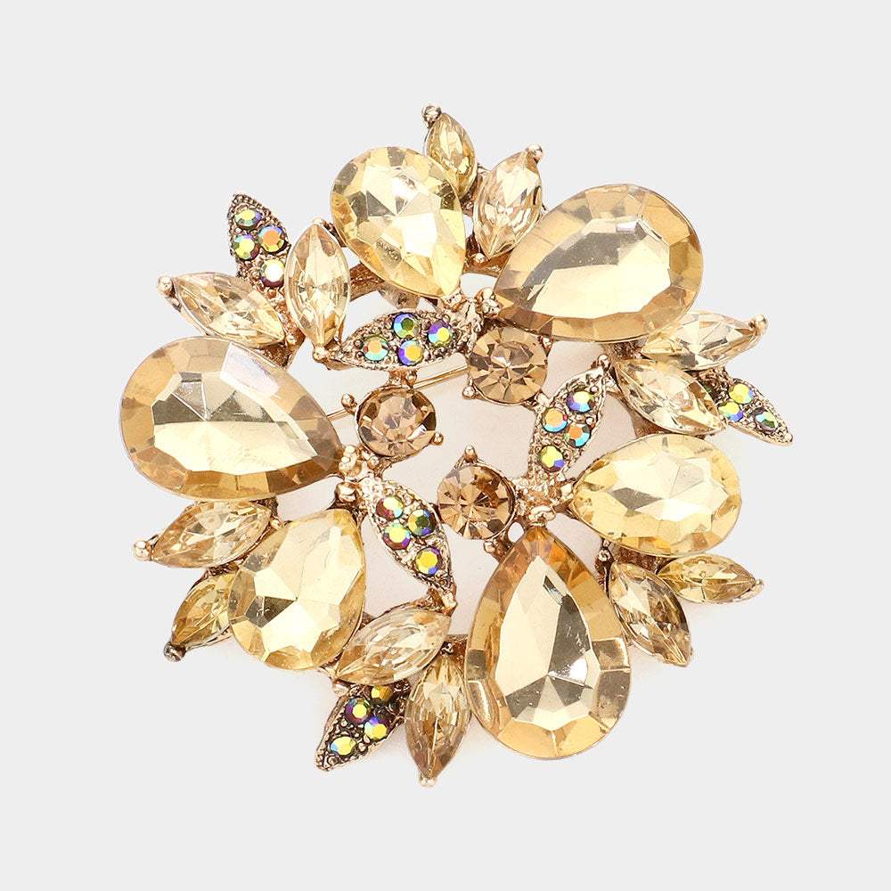 Glass Crystal Teardrop Wreath Pin Brooch - Madeline Love - Flyclothing LLC