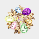 Glass Crystal Teardrop Wreath Pin Brooch - Madeline Love - Flyclothing LLC