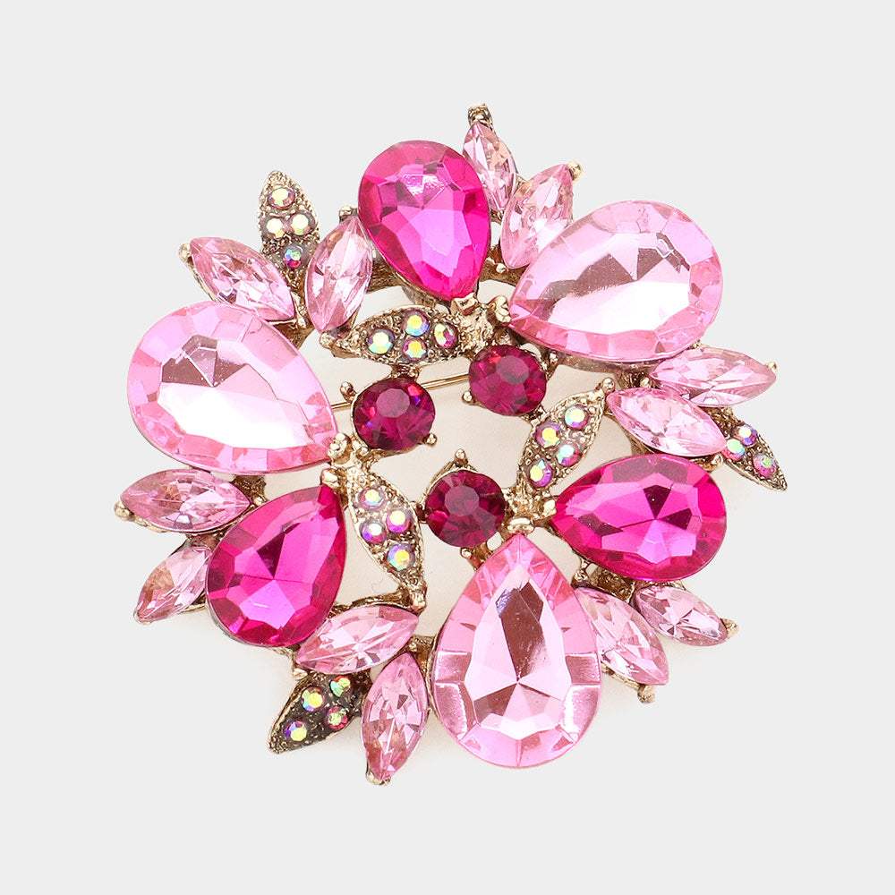 Glass Crystal Teardrop Wreath Pin Brooch - Madeline Love - Flyclothing LLC