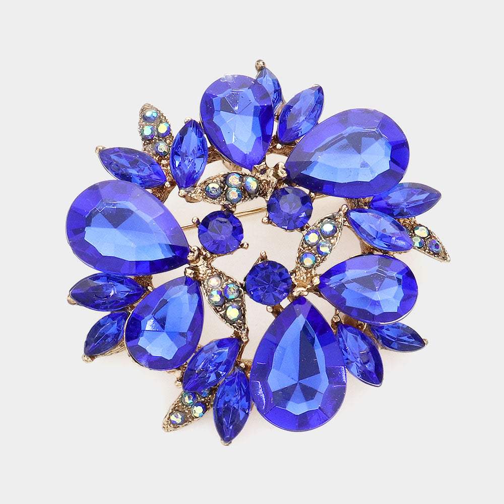 Glass Crystal Teardrop Wreath Pin Brooch - Madeline Love - Flyclothing LLC