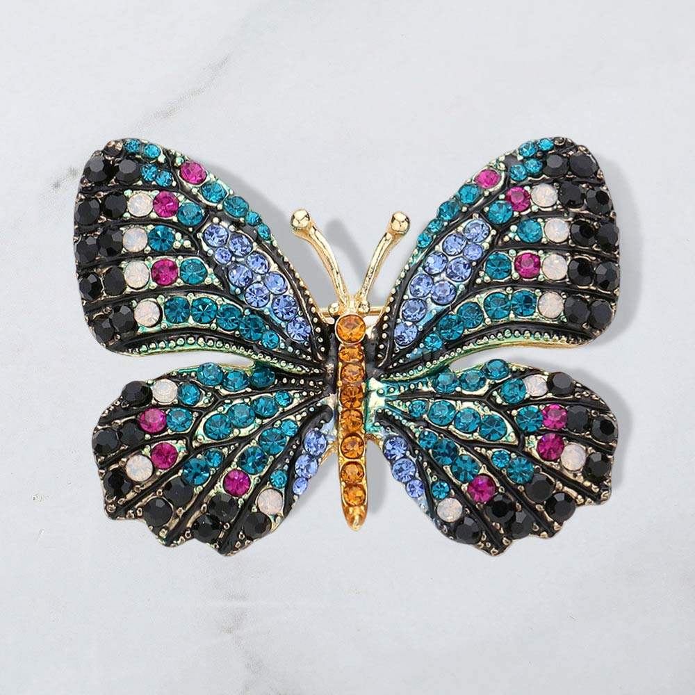 Rhinestone Pave Butterfly Pin Brooch - Madeline Love - Flyclothing LLC