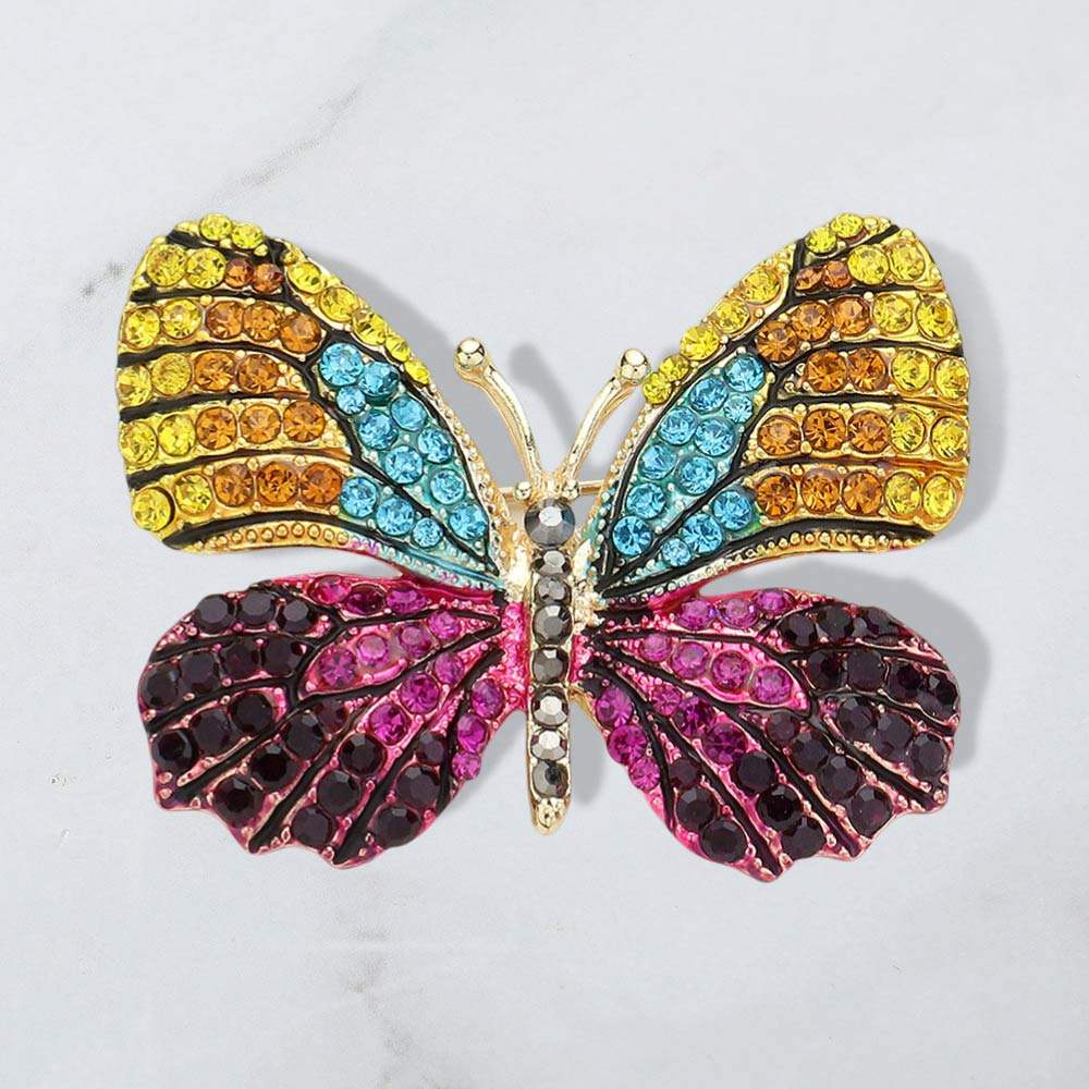Rhinestone Pave Butterfly Pin Brooch - Madeline Love - Flyclothing LLC