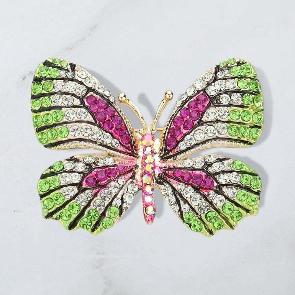 Rhinestone Pave Butterfly Pin Brooch - Madeline Love - Flyclothing LLC