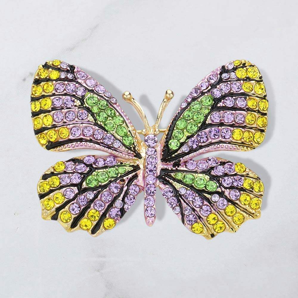 Rhinestone Pave Butterfly Pin Brooch - Madeline Love - Flyclothing LLC