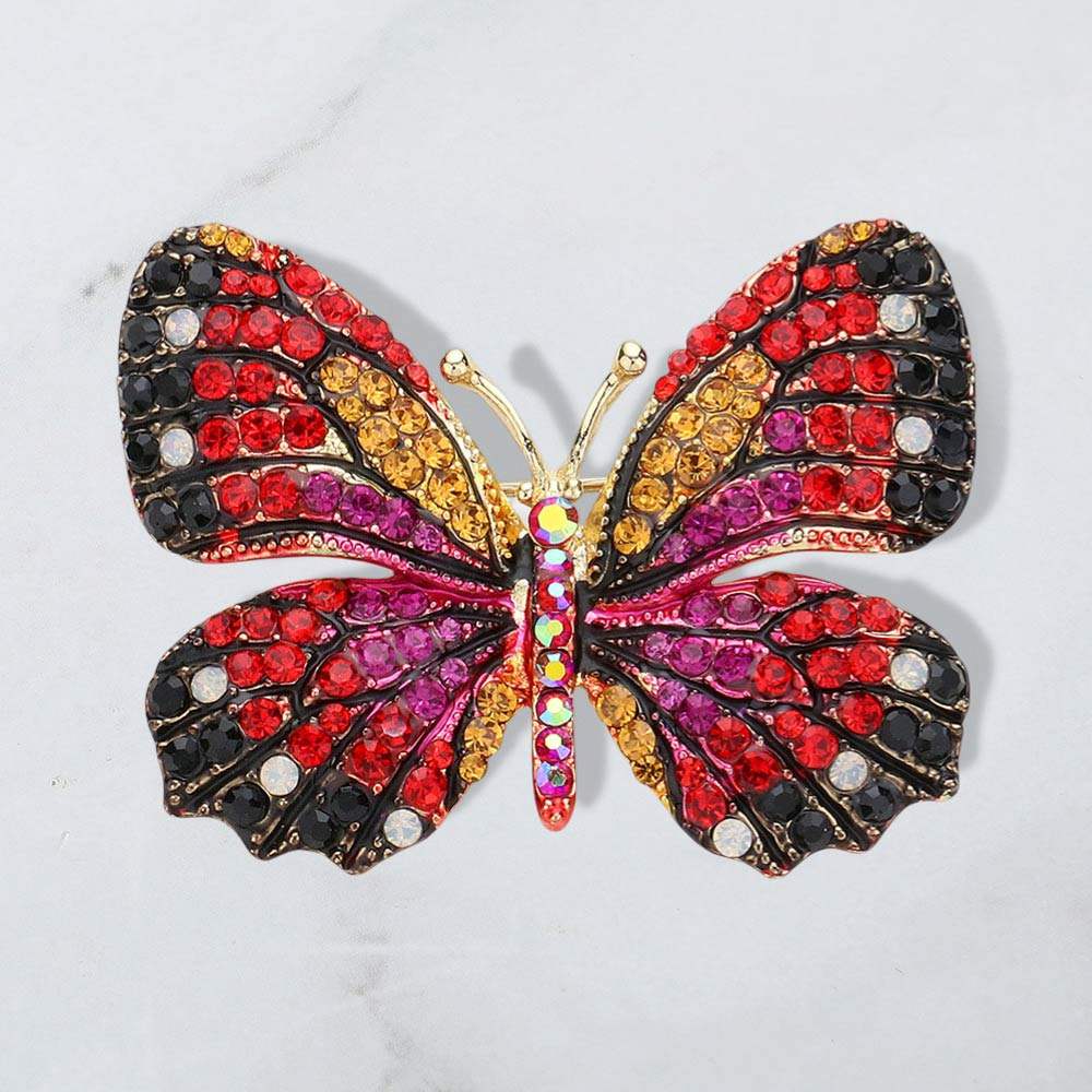 Rhinestone Pave Butterfly Pin Brooch - Madeline Love - Flyclothing LLC