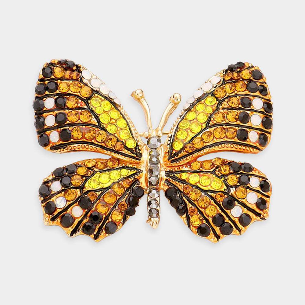 Rhinestone Pave Butterfly Pin Brooch - Madeline Love - Flyclothing LLC