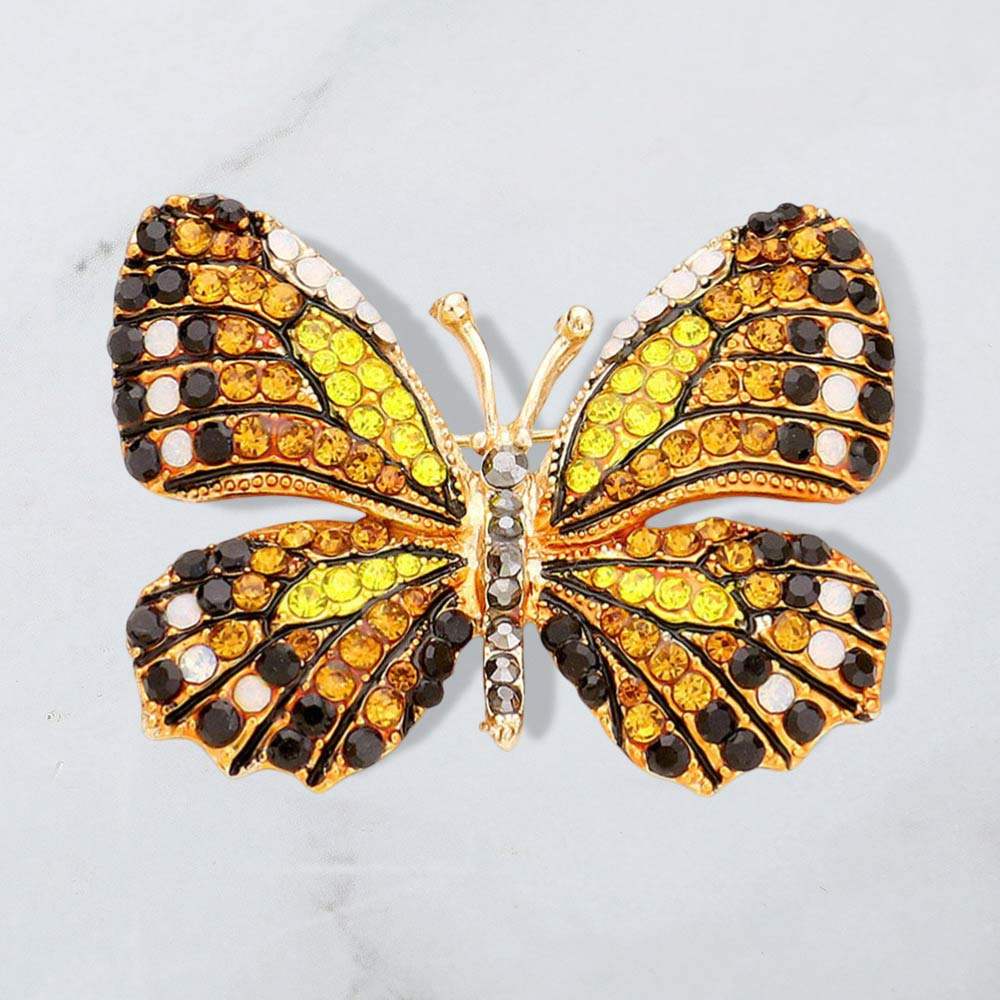 Rhinestone Pave Butterfly Pin Brooch - Madeline Love - Flyclothing LLC