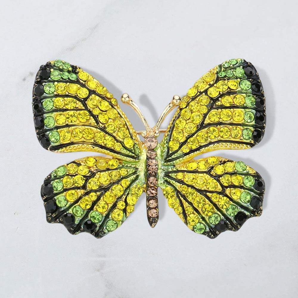 Rhinestone Pave Butterfly Pin Brooch - Madeline Love - Flyclothing LLC