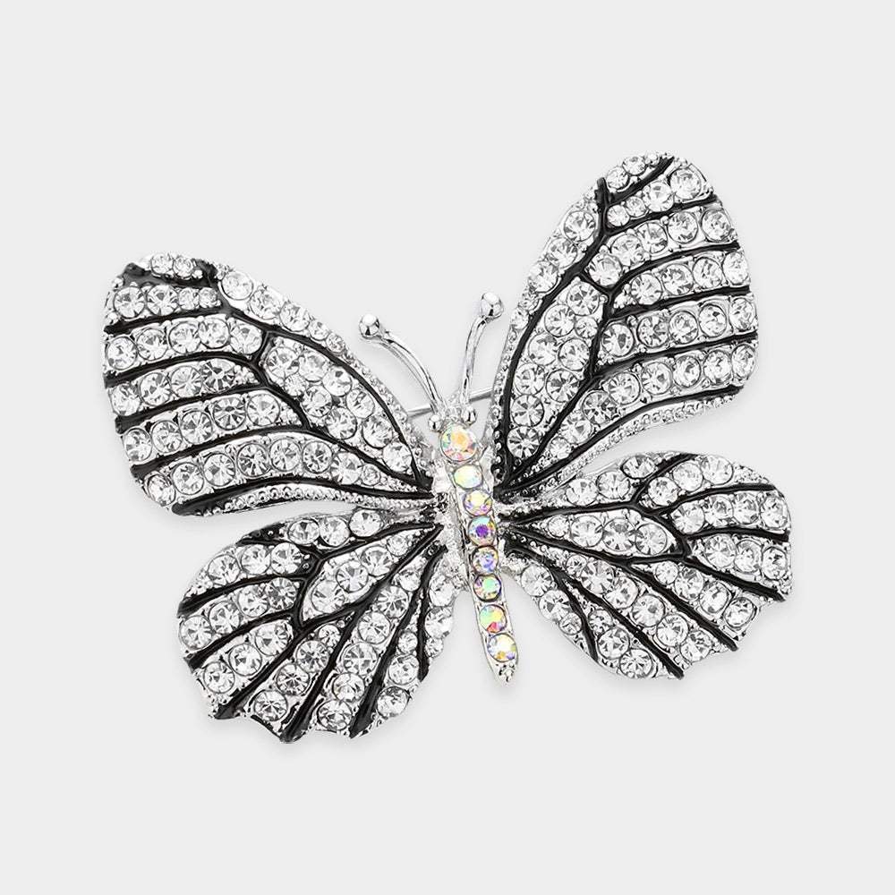 Rhinestone Pave Butterfly Pin Brooch - Madeline Love - Flyclothing LLC