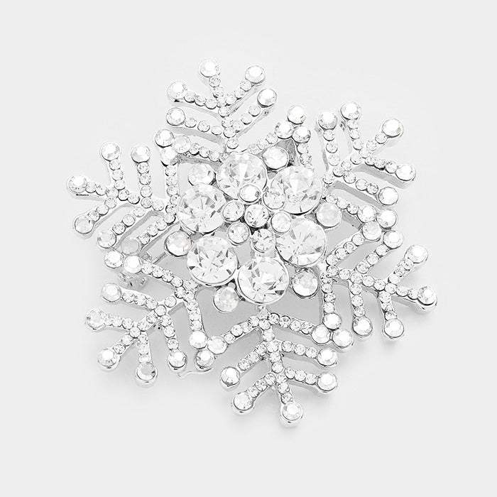 Crystal Rhinestone Snowflake Pin Brooch - Madeline Love - Flyclothing LLC