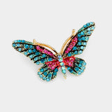 Crystal Rhinestone Pave Butterfly Pin Brooch - Madeline Love - Flyclothing LLC