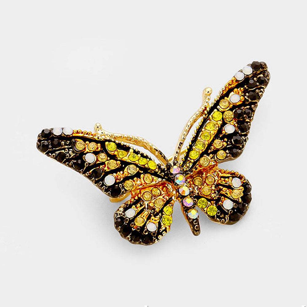 Crystal Rhinestone Pave Butterfly Pin Brooch - Madeline Love - Flyclothing LLC